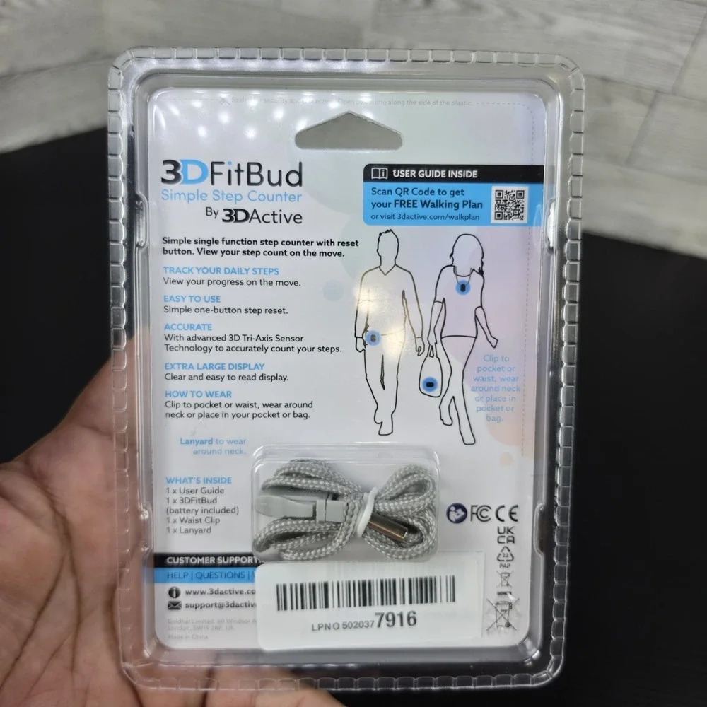 3DFitBud‎ Simple Step Counter Walking 3D Pedometer w/ Clip/Lanyard NEW